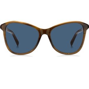 Givenchy Gradient Brown Horn Cat Eye Sunglasses with Blue Lenses 56mm NEW